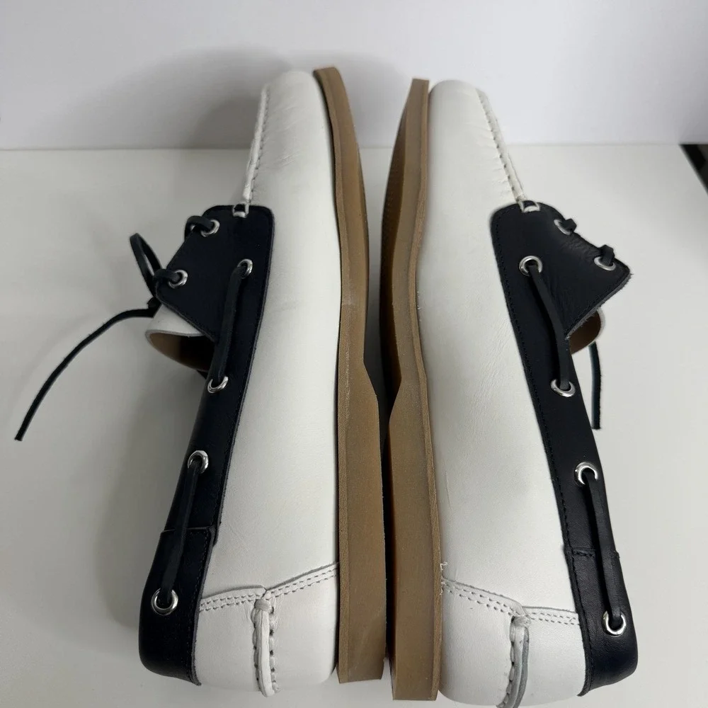 Zara Man Leather Deck Shoes Limited Edition White Navy US 11‎ EU 44 NWT Casual